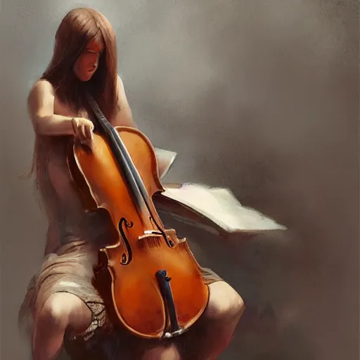 Image similar to body as a cello by greg rutkowski