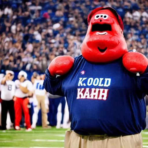 Prompt: The Kool-Aid Man as coach Belichick