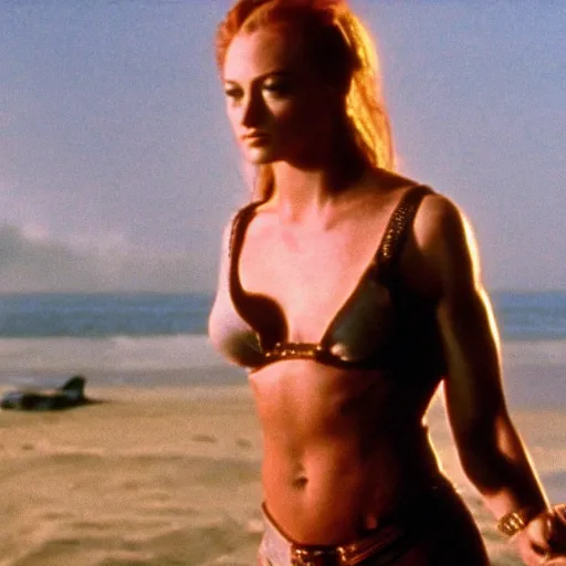 Image similar to still of muscular sophie turner in the beastmaster ( 1 9 8 2 ), high resolution