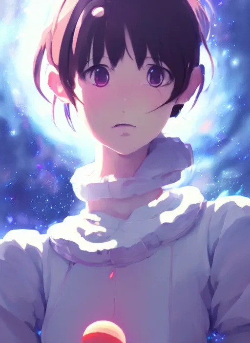Prompt: portrait of a very cute girl with crazy eyes big, very cooldere anime space background illustration concept art anime key visual trending pixiv fanbox by wlop and greg rutkowski and makoto shinkai and studio ghibli and kyoto animation