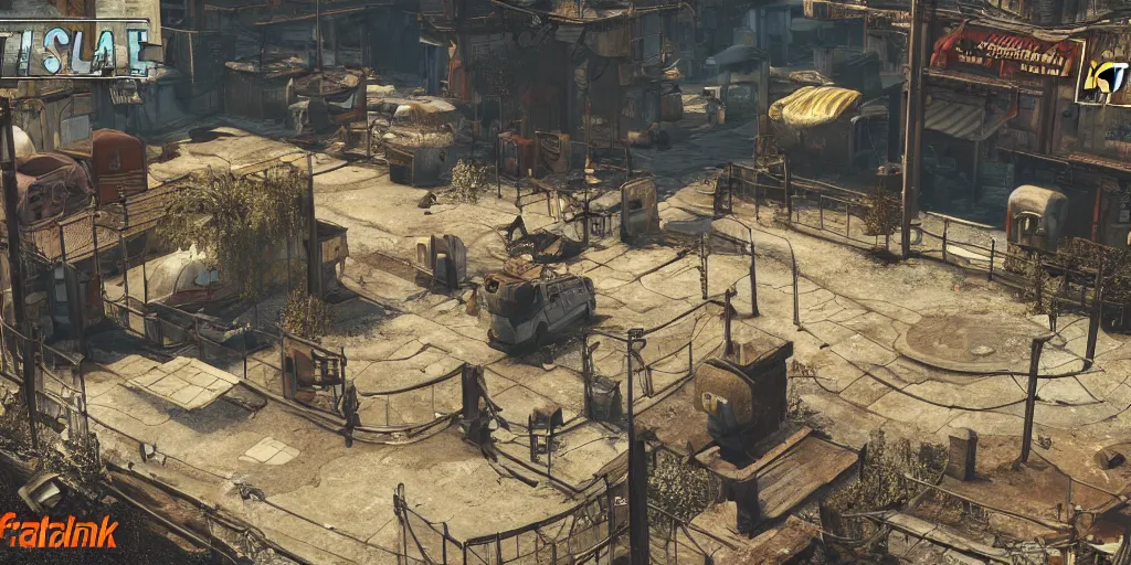 Prompt: isometric gameplay of fallout 5, hd 4 k max settings raytracing 6 0 fps