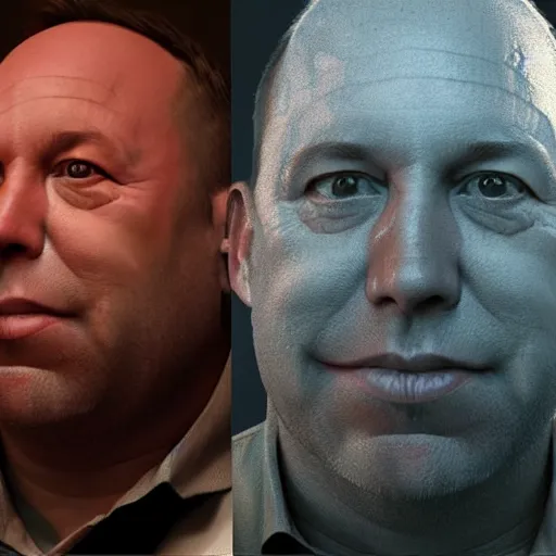 Prompt: hyperrealistic mixed media image of info wars alex jones with ( bullfrog face ), stunning 3 d render inspired art by xiang duan and thomas eakes and greg rutkowski, perfect facial symmetry, hyper realistic attributes and atmosphere, dim volumetric cinematic lighting, 8 k octane render, post - processing, masterpiece,