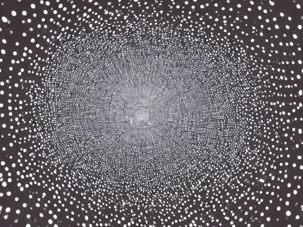 Image similar to 10,100 eyeballs looking through a stargate at night