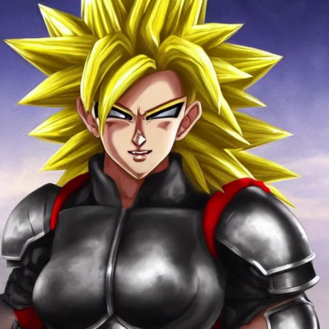 Prompt: a female super saiyan as a battle harden soldier / knight trending on artstation deviantart pinterest photorealistic hd 8 k highlights and shadow detailed high resolution