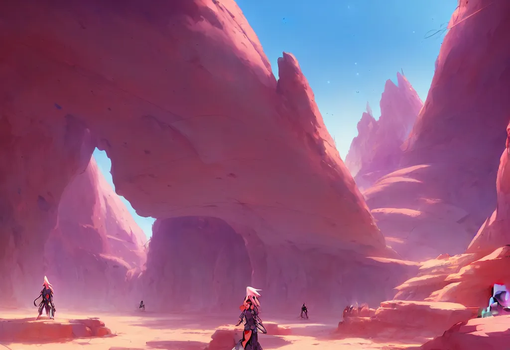 Image similar to futuristic caves in a desert, rocks, anime, official fanart behance hd artstation by jesper ejsing and makoto shinkai, 4 k