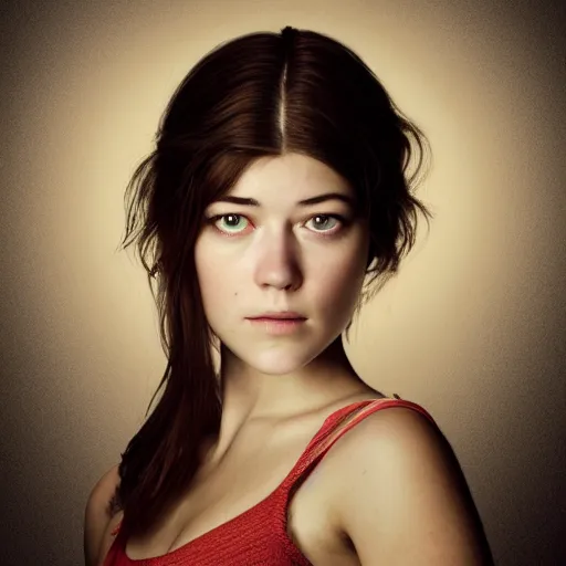 Prompt: a masterpiece portrait photo of a beautiful young woman who looks like an elvish mary elizabeth winstead, symmetrical face