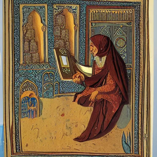 Image similar to mysterious tome magistra arabian bedouin mathematician