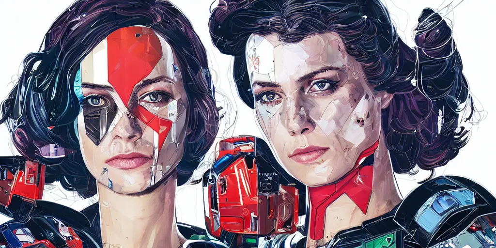 Image similar to a portrait of a single female android, by MARVEL comics and Sandra Chevrier, 4k