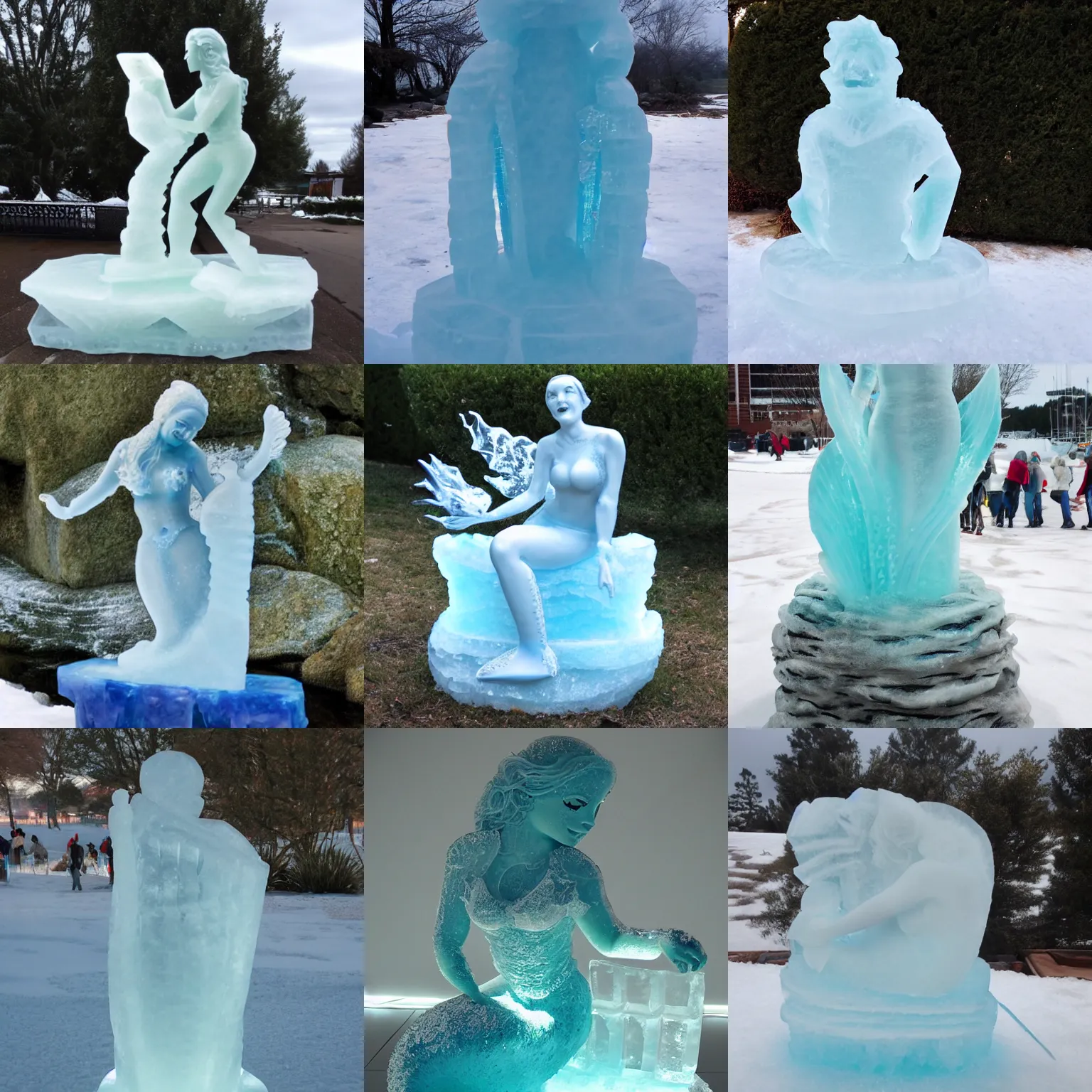 Prompt: ice sculpture of a mermaid