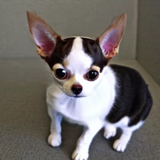 Image similar to a cat-chihuahua hybrid