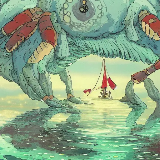 Image similar to Gorgeous wallpaper from Studio Ghibli’s “My friend the Red Lobster”