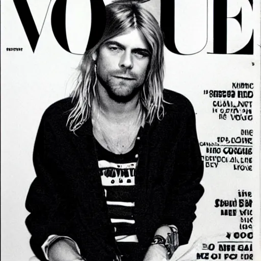 Image similar to kurt cobain on 9 0 s vogue cover