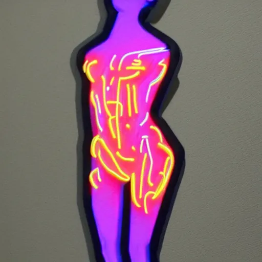 Image similar to 3 d neon art of a womens body, extremely detailed