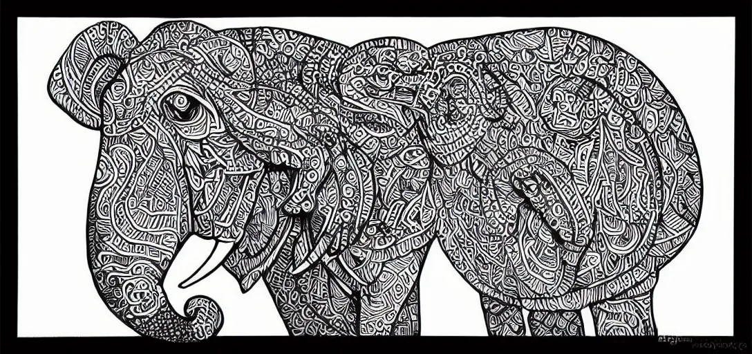 Image similar to elephant, ink illustration, zentangle art, very beautiful masterpiece