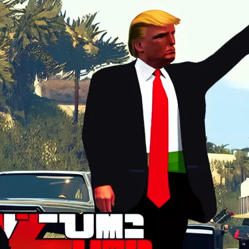 Image similar to gameplay footage of Donald trump in GTA V