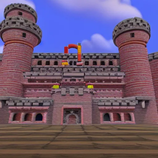 Image similar to Super mario 64 castle, rendered in unreal engine, hyper detailed, wide view