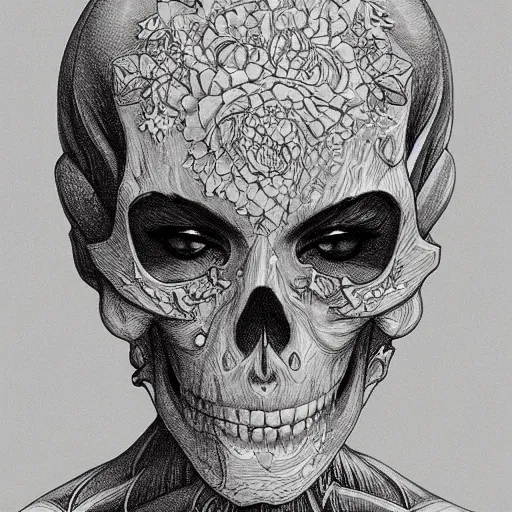 Image similar to anime manga skull portrait young woman skeleton, intricate, elegant, highly detailed, digital art, ffffound, art by JC Leyendecker and sachin teng