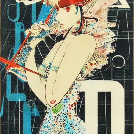 Image similar to CARTELES Magazine cover illustrated by Yoshitaka Amano. 1932. Acrylic and Watercolor on lithography paper.