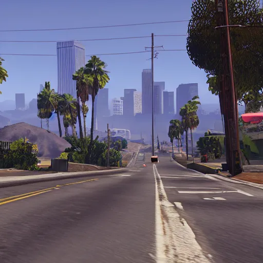 Image similar to los angeles as grand theft auto v screenshot