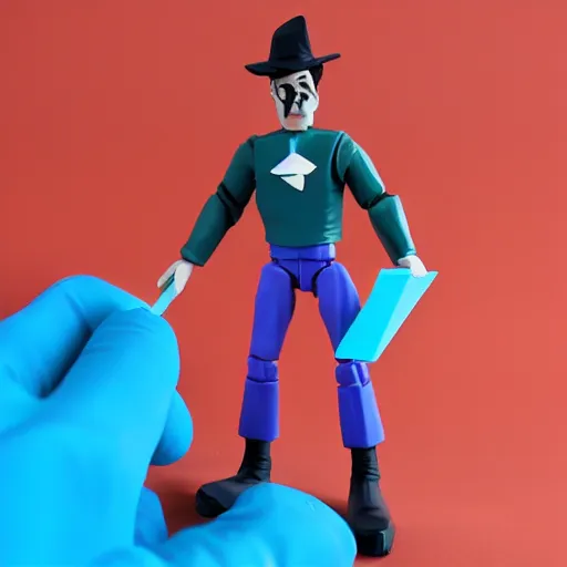 Image similar to low polygon witch stop motion vinyl action figure, plastic, toy, butcher billy style