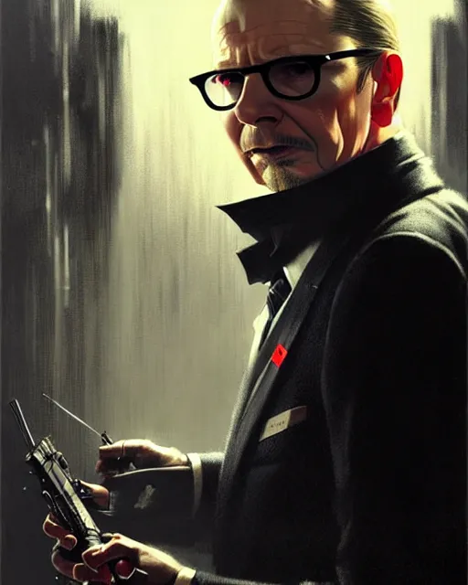 Prompt: adult gary oldman as hitman agent 4 7, pulp character portrait, ultra realistic, concept art, intricate details, highly detailed by greg rutkowski, gaston bussiere, craig mullins, simon bisley