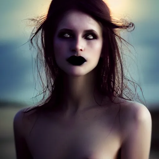 Image similar to photographic portrait of a stunningly beautiful gothic female in soft dreamy light at sunset, contemporary fashion shoot, by edward robert hughes, annie leibovitz and steve mccurry, david lazar, jimmy nelsson, breathtaking, 8 k resolution, extremely detailed, beautiful, establishing shot, artistic, hyperrealistic, beautiful face, octane render