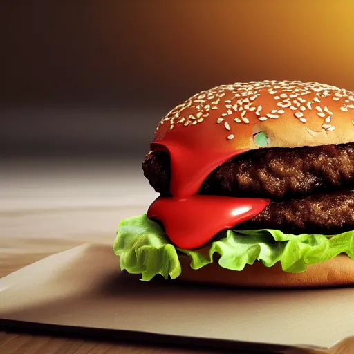 Prompt: mcdonalds burger, 4 k, high definition, realistic, cinematic, centered