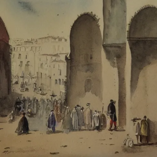 Prompt: tunis in the 1 8 0 0 s, watercolor, history, city