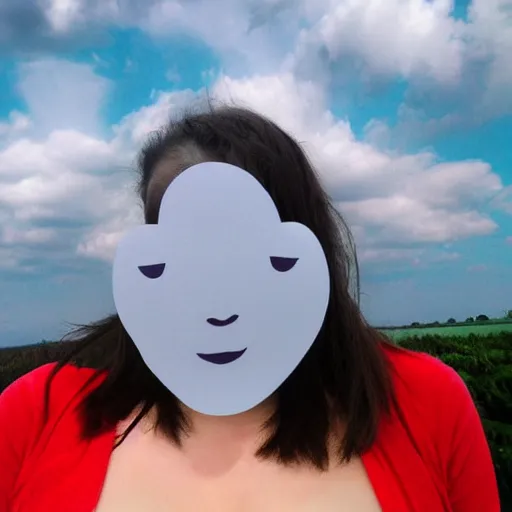 Image similar to the clouds in the sky take the shape of a woman face made of puffy clouds photoreal octane grey