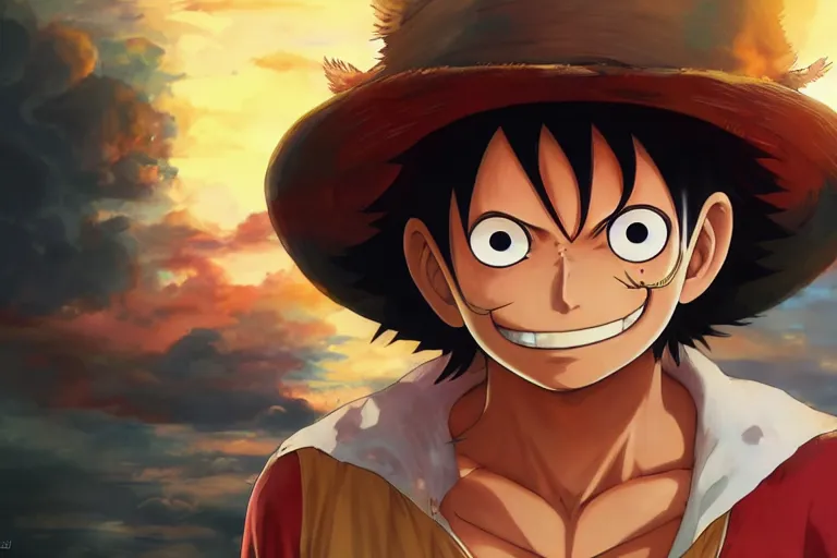 Prompt: monkey d. luffy, single subject, scenic full shot, ambient lighting, detailed face, by makoto shinkai, stanley artgerm lau, wlop, rossdraws