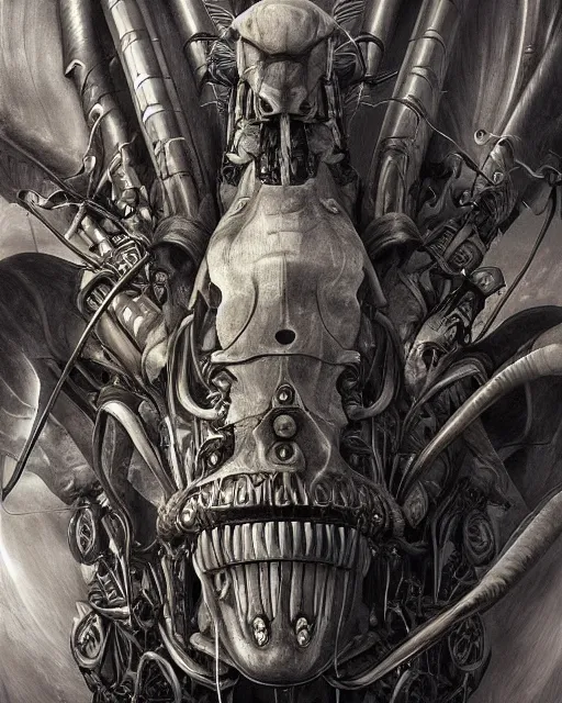 Prompt: death is swallowed up in victory, very detailed and beautiful portrait of a giant mechanical grasshopper, screaming with fear, giant mechanical bird, artwork by artgerm, art by h. r. giger