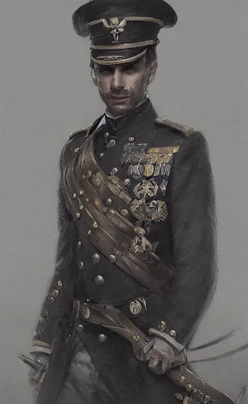 Prompt: official Portrait of a naval officer, male, detailed face, 19th century, highly detailed, cinematic lighting, digital art painting by greg rutkowski