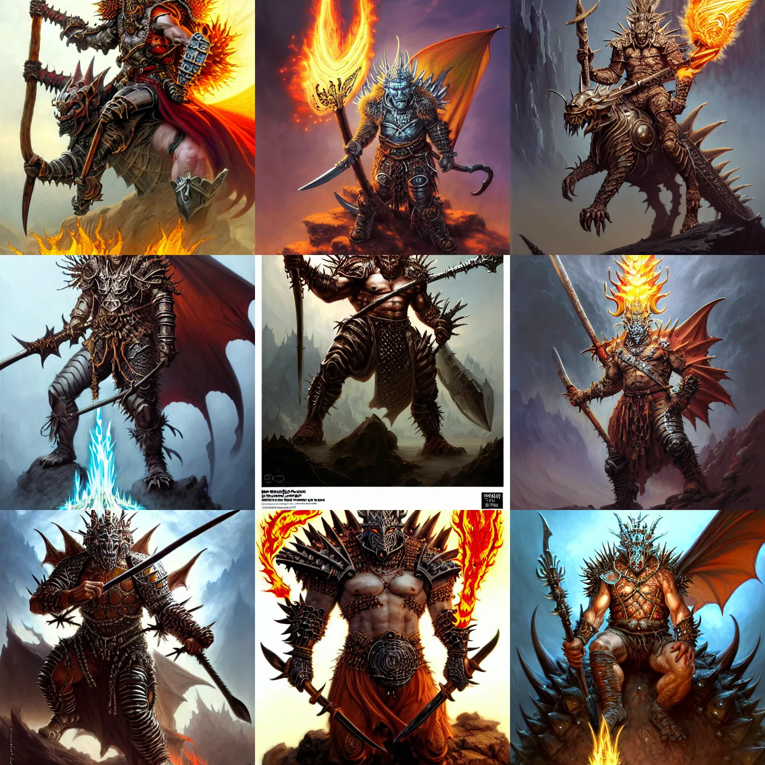 Prompt: fantasy character portrait, orc king in spiky armor with aura on fire, wearing a dragon mask, sitting on tiger cavalry, holding an axe, ultra realistic, wide angle, intricate details, long shot, highly detailed by peter mohrbacher, hajime sorayama, wayne barlowe, boris vallejo, aaron horkey, gaston bussiere, craig mullins