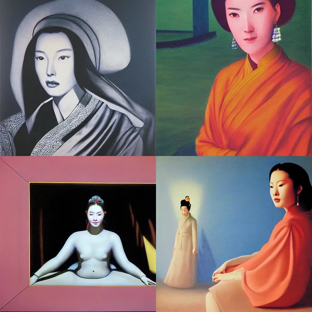 Prompt: beautiful portrait girl style sun dynasty james turrell alex ross