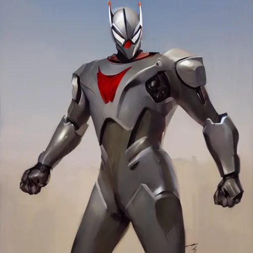 Image similar to greg manchess portrait painting of armored spiderman ultraman grey fox from metal gear cyborg gay japanese - american hybrid as overwatch character, medium shot, asymmetrical, profile picture, organic painting, sunny day, matte painting, bold shapes, hard edges, street art, trending on artstation, by huang guangjian and ail elvgren and sachin teng