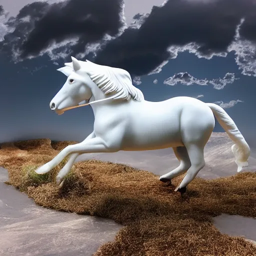 Prompt: Donald Trump riding a white horse, wide lens, diorama, 4k, photorealism