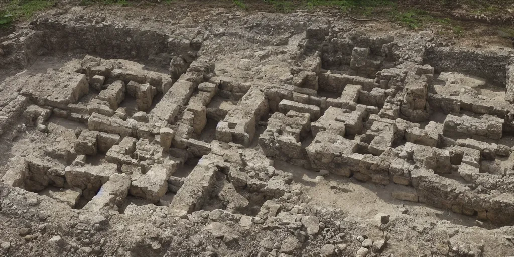 Image similar to archeological discovery of a perfectly well preserved castle underground