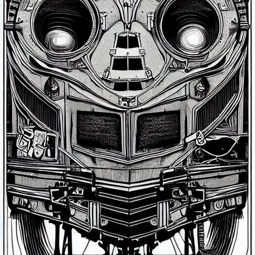 Prompt: there is a freight train of emotion stuck in my lungs black and white in the style of Dieselpunk, intricate very detailed by John Stephens and Don Jondro, #illustration trending on artstationHQ,