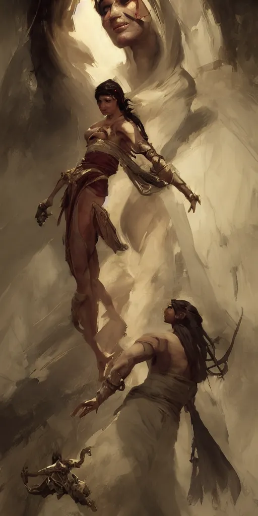 Prompt: a character study of the beautiful queen Kaileena from prince of Persia by craig mullins and marc simonetti, Ross Tran and WLOP, by Andrew Wyeth and Gerald Brom, In the style of John singer Sargent and James gurney, ARTSTATION, cgsociety, polycount, character design, AWE INSPIRING, BEAUTIFUL, ART GERM