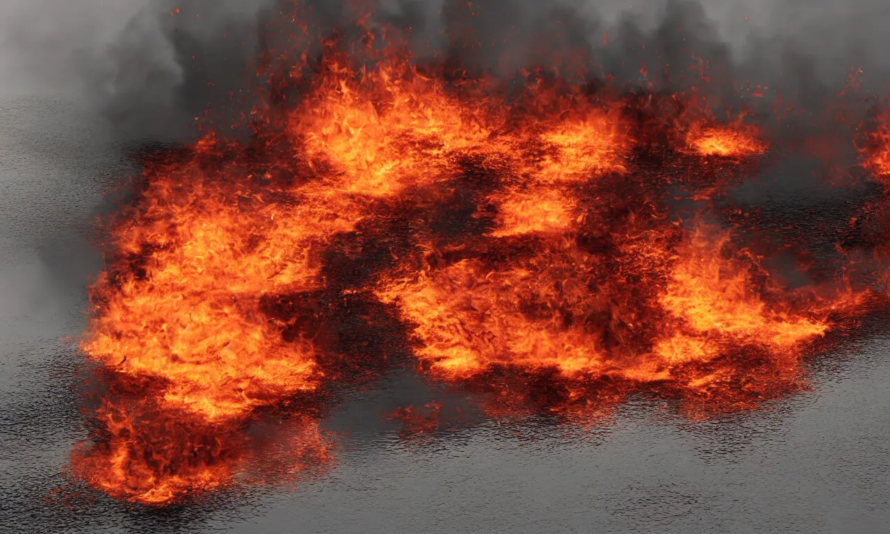 Prompt: fire crushed into water 3D, real engine, 8k