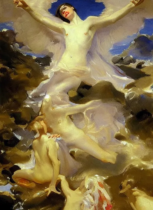 Image similar to a painting so beautiful and universally loved it creates peace on earth, profound epiphany, by john singer sargent