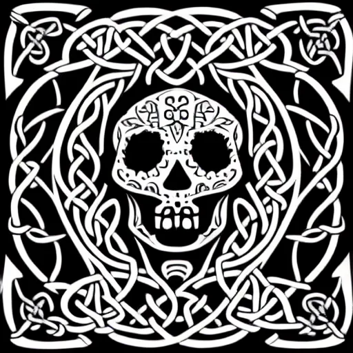 Image similar to a small vector tattoo design. celtic sugar skull.