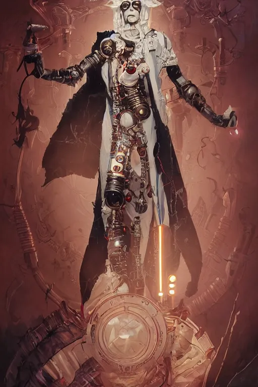 Image similar to portrait of the thallium clockwork wanderer wearing bloodspine (robe) by artgerm and Craig Mullins, James Jean, Andrey Ryabovichev, Mark Simonetti and Peter Morbacher 16k