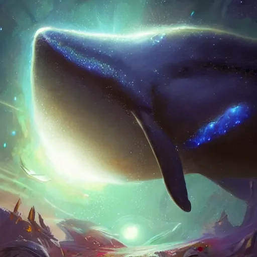 Image similar to space magical whale with multiple eyes, eyes!, eyes!, galaxy whale, epic fantasy style art, galaxy theme, eyes!, eyes!, eyes!, eyes, by Greg Rutkowski, hearthstone style art, 99% artistic