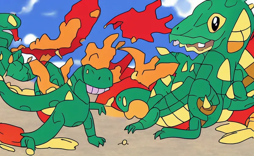 Image similar to crocodile fire type pokemon