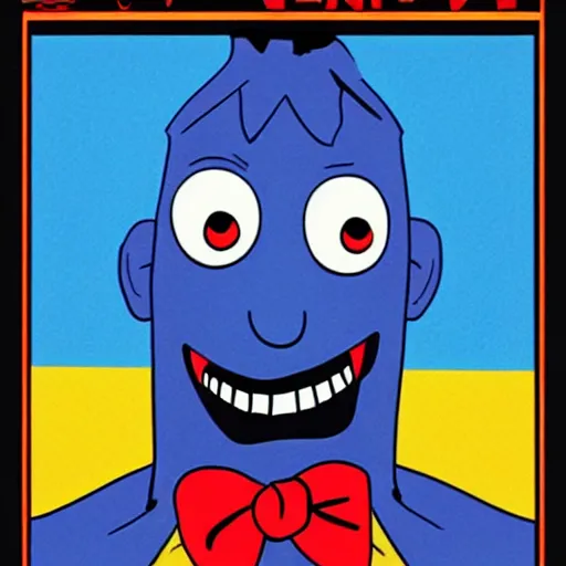 Image similar to sinister looking Blue Meanie from Yellow Submarine in the style of Todd McFarlane