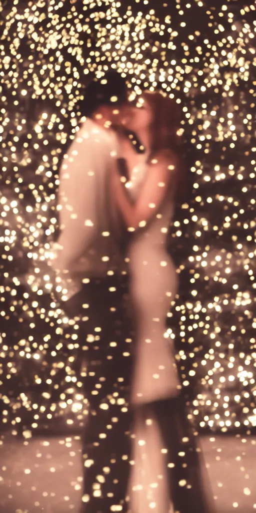 Image similar to a blurry picture of two beautiful people kissing, long exposure photograph, anamorphic bokeh, contrasting lighting