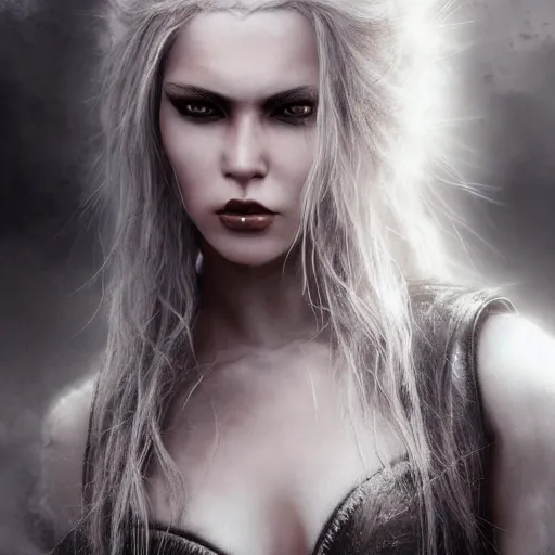 Image similar to kerli koiv viking hair, darkwave, darksynth character portrait, sharp, digital matte painting, art by luis royo, greg rutkowski, wlop, dramatic lighting, trending on artstation