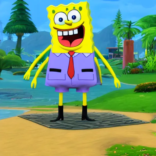 Prompt: SpongeBob, Sims 4 expansion pack cover