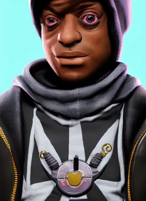 Image similar to close - up shot of the rapper ski mask the slump god as a fortnite skin, au naturel, hyper detailed, digital art, trending in artstation, cinematic lighting, studio quality, smooth render, unreal engine 5 rendered, octane rendered, by riot games epic games rockstar games ubisoft